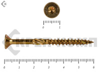 Саморезы Конструкционные, потай Torx, желтый цинк   5.0х 60 мм (200 шт) 