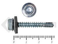 Саморез кровельный цинк, с шайбой EPDM, PT-3, 4,8х32 К КРЕП-КОМП (250шт) Фасовка